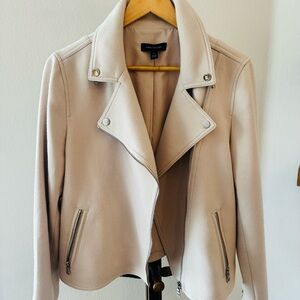 Ann Taylor Beige Textured Moto Jacket